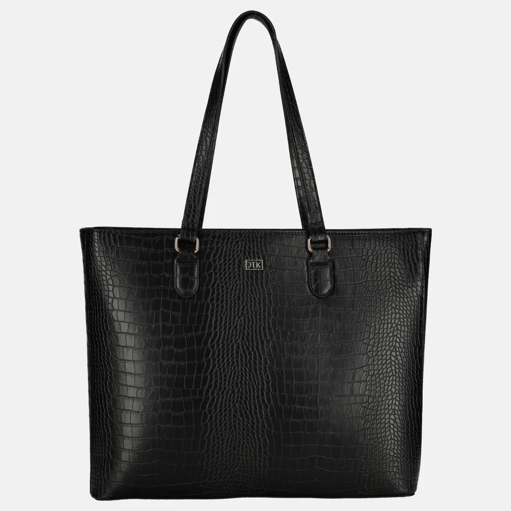 Duifhuizen croco shopper met laptopvak zwart bij Duifhuizen